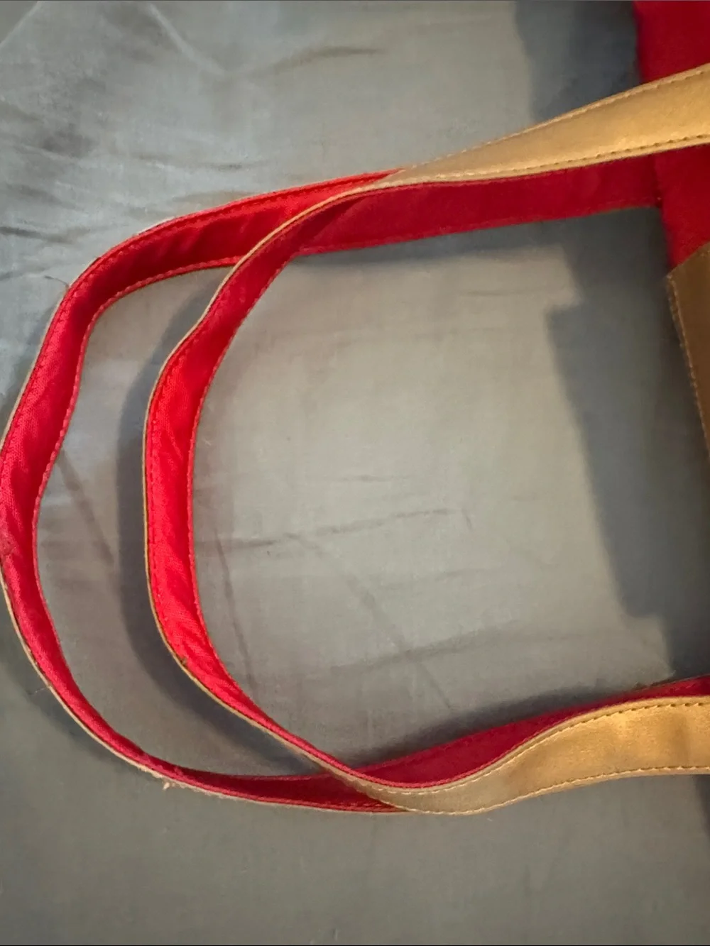 Liz Claiborne Red Nylon Tote with Gold Accents